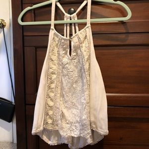 American Eagle Cream Swing Lace Tank Top